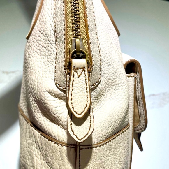 FOSSIL Bag & FREE Wallet, Tate Dome Shoulder Satchel, Cream and Green Wallet - Picture 7 of 17